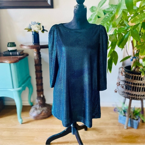 Free People Diamonds Are Forever Mermaid Mini Dress in Metallic Blue Small - Picture 7 of 15